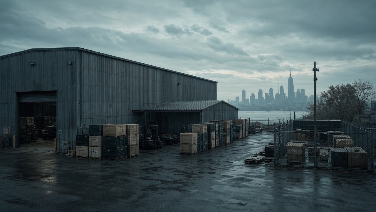 Industrial recycling yard and truck court in Kearny, New Jersey